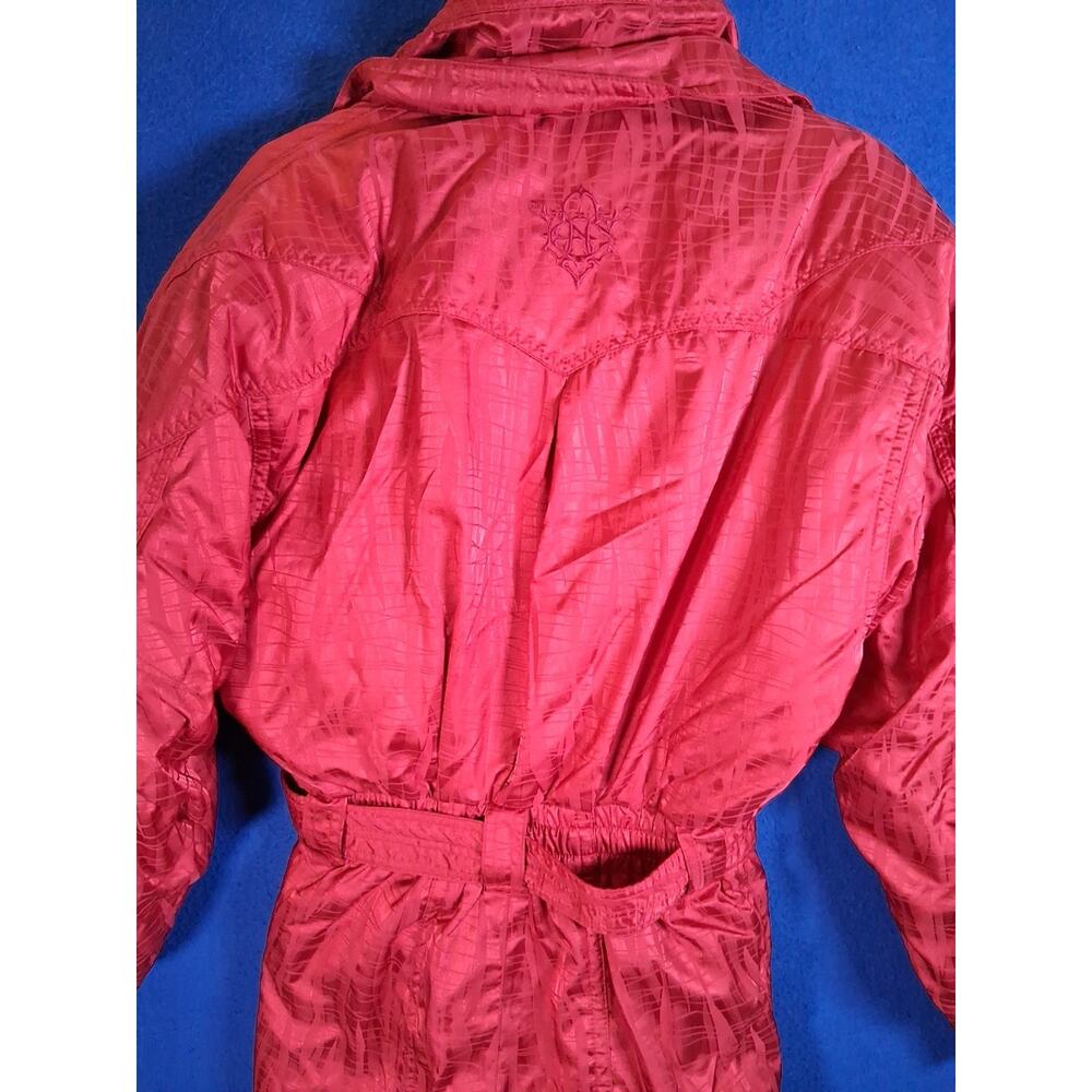 VTG 80s 90s Descente One Piece Ski Red Belted Snow Jumpsuit Snowsuit Women's 12 - Picture 7 of 16